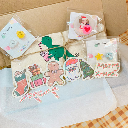 Christmas Gift Box - Cute Beverage Pouch, Unique Earrings, and Exclusive Christmas Collection